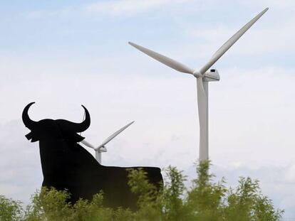 Aerogeneradores de una planta de Siemens Gamesa en Zaragoza.