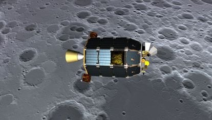 Ilustraci&oacute;n de la sonda espacial autom&aacute;tica &lsquo;LADEE&rsquo; en &oacute;rbita de la Luna.