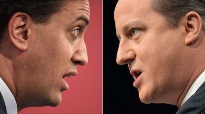 Ed Miliband (izquierda) y David Cameron.