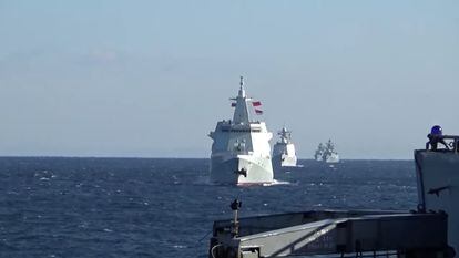 Un grupo de buques militares de Rusia y China efectúan una patrulla conjunta en aguas del Pacífico