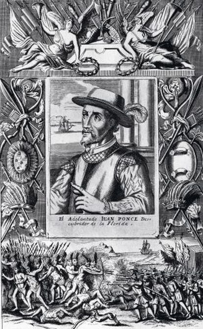 Retrato de Ponce de León como “descubridor de la Florida”, el primer español y europeo que pisó tierra norteamericana de forma oficial.