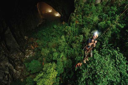 En la enorme caverna de Hang Son Doong, la Cueva del Río de la Montaña, en la provincia de Quang Binh (Vietnam), cabría un edificio de 40 pisos. La gruta, una de las mayores del mundo, se abrió el año pasado por primera vez a los turistas.