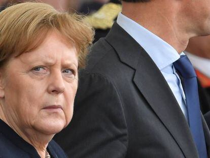 Angela Merkel, canciller alemana desde hace 14 años, durante el acto por los 75 años del desembarco de Normandía.