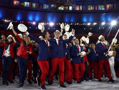 Deportistas españoles en la ceremonia de apertura de los Juegos Olímpicos de Río 2016, Brasil.