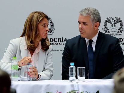 El presidente electo de Colombia, Iván Duque, y la vicepresidenta, Marta Lucía Ramírez. 