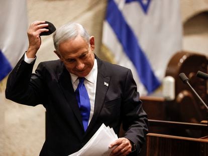 El primer ministro de Israel, Benjamin Netanyahu, en el parlamento, el 13 de mayo de 2021 en Jerusalén.