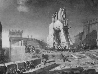 'El caballo de Troya', una obra de Henri Paul Motte de 1874.