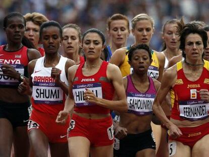 Nuria Fernández, en la segunda serie de los 1.500 metros femeninos.