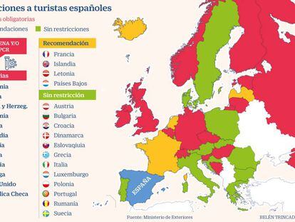 Los 18 países europeos que aplican cuarentena o desaconsejan los viajes desde España