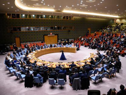 El Consejo de Seguridad de Naciones Unidas, en su reunión extraordinaria de este viernes, 24 de febrero de 2023.