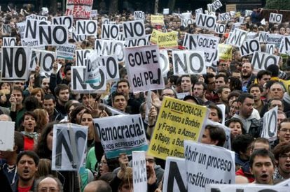 Manifestantes en la plaza de Neptuno de Madrid, el 29 de septiembre.