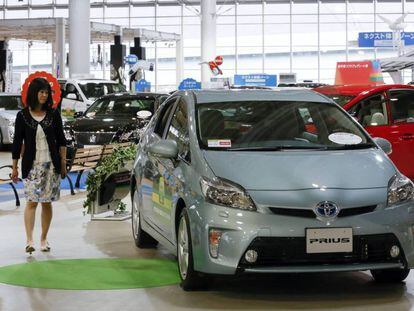 Exposición de vehículos Toyota en Japón.