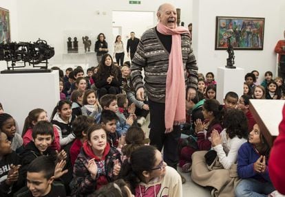 Dario Fo durante un encuentro con escolares en el museo "m.a.x." de Chiasso (Suiza) el 10 de enero de 2014. 
