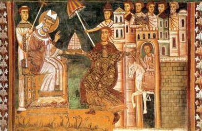 Detalle del fresco &#039;La leyenda de Constantino y San Silvestre.