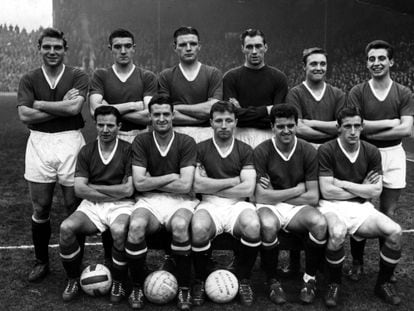 Alineaci&oacute;n del Manchester United en 1958.