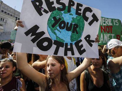 Manifestación de Fridays For Future el pasado viernes en Roma. 