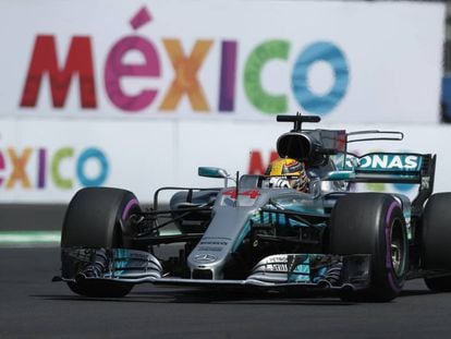 Hamilton, durante la clasificación en el Gran Premio de México.