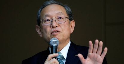 El CEO de Toshiba, Satoshi Tsunakawa, ayer en la sede de la empresa, Tokio.