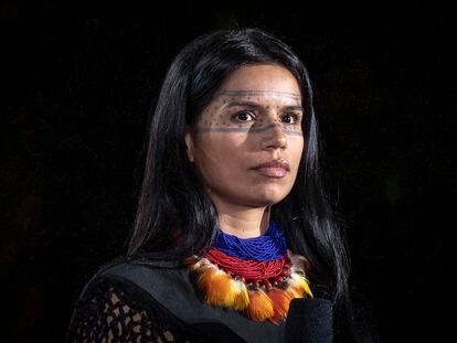 Nina Gualinga durante el Festival Ciudadano Global, en Central Park en Nueva York, en 2023.