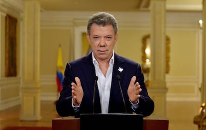 Santos, durante su mensaje a la nación.