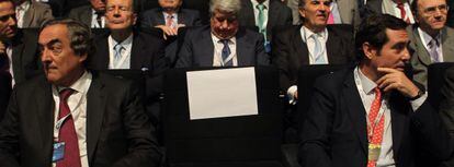 Joan Rosell y Antonio Garamendi, hoy en el Palacio de Congresos de Madrid.