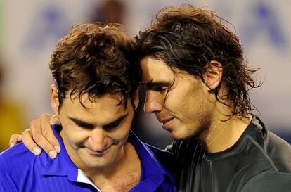 Nadal y Federer, 2009 tras la final del Open de Australia.