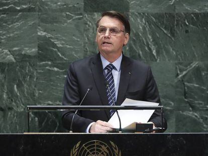 Bolsonaro, durante su discurso en la Asamblea General de la ONU.