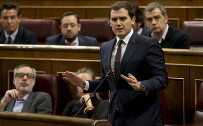 Albert Rivera, ayer en la sesión de control al Gobierno.