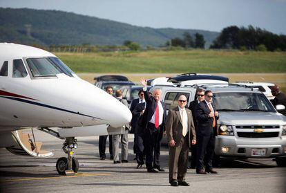 Donald Trump llega a Altoona (Pensilvania) el 12 de agosto. 