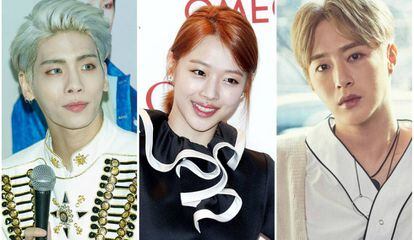 De izquierda a derecha: Kim Jong-hyun, Sulli y Seo Min-Woo.