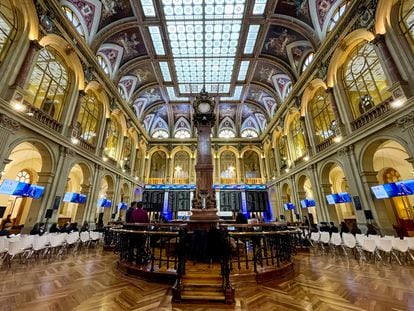 Patio de operaciones de la Bolsa de Madrid.