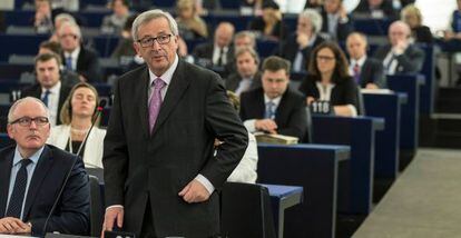 El presidente de la Comisión Europea, Jean-Claude Juncker, durante su última comparecencia de prensa.