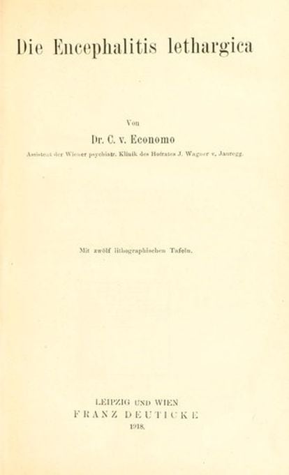 Portada de una de las primeras ediciones del trabajo de Von Economo sobre la encefalitis letárgica.