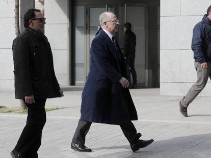 Rodrigo Rato llega a la Audiencia Nacional el 3 de marzo de 2017 para la vista de medidas cautelares tras conocer la sentencia de las tarjetas black. 