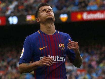 Coutinho, en un partido de Liga con el Barcelona.