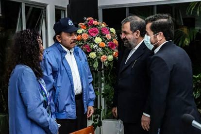 Nicaraguan President Daniel Ortega with Iranian leader Mohsen Rezai in January 2022.