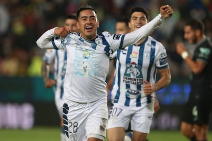Érick Sánchez, jugador del Pachuca de 22 años, tras anotarle un gol al América.