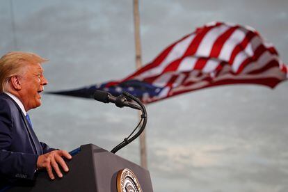 El presidente de los Estados Unidos, Donald Trump, durante un mitin en Jacksonville (Florida), en septiembre.