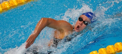 Mireia Belmonte durante el preliminar de 400 libre.