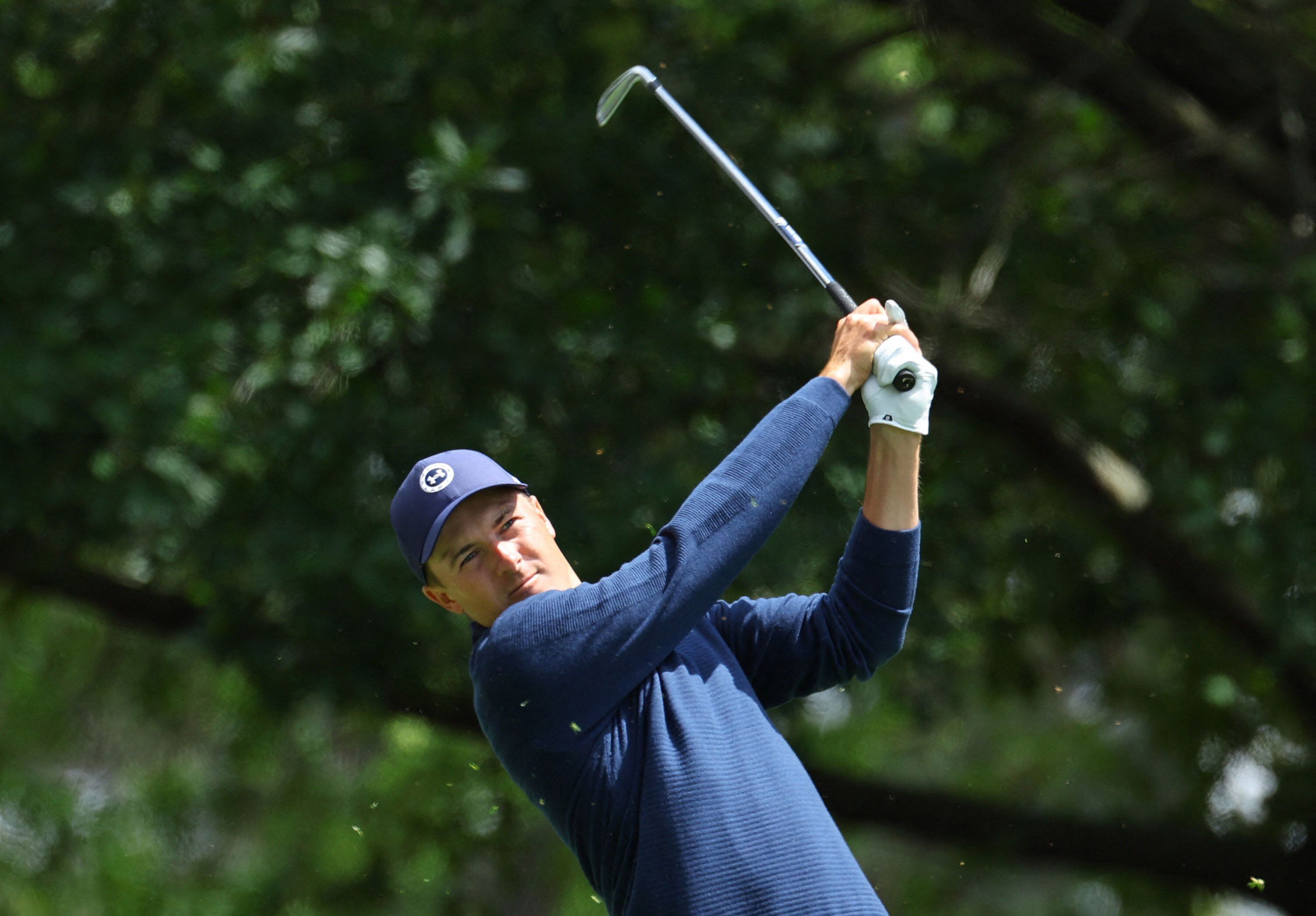 Golf - The Masters - Augusta National Golf Club - Augusta, Georgia, U.S. - April 9, 2023 Jordan Spieth of the U.S. hits his tee shot on the 4th hole during the final round REUTERS/Mike Segar