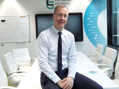 Tobias Zisik, director general de Europcar Mobility Group España, en las oficinas de la compañía en Madrid.