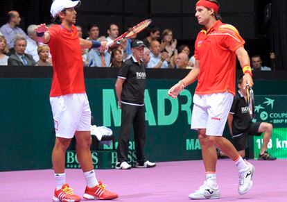 Feliciano López y Fernando Verdasco, durante un partido de la Davis.