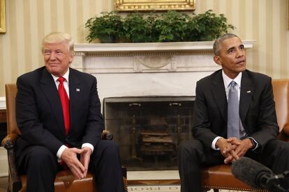 Donald Trump y Barack Obama durante la reunión que han mantenido en la Casa Blanca.