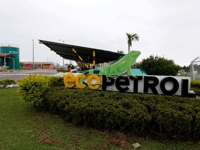La entrada de la plataforma petrolera Castilla de Ecopetrol se ve en Castilla La Nueva, Colombia 26 de junio de 2018.