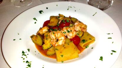 Paccheri con gambas, un motivo para viajar a Sevilla