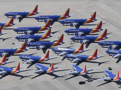 Aviones del modelo 737 MAX de la compañía Southwest Airlines, en California.