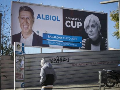 Cartell de la precampanya del PP a Badalona.