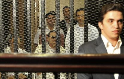 Mubarak, al llegar a su juicio.