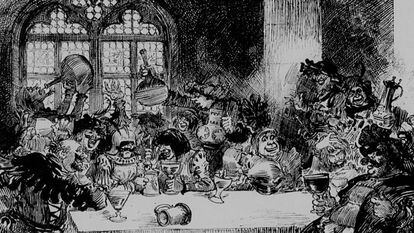 Una ilustración del clásico de Rabelais 'Gargantúa y Pantagruel', realizada por Albert Robida.