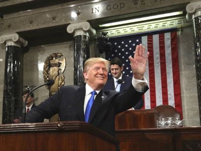 Donald Trump, a su llegada al Capitolio de Washington.